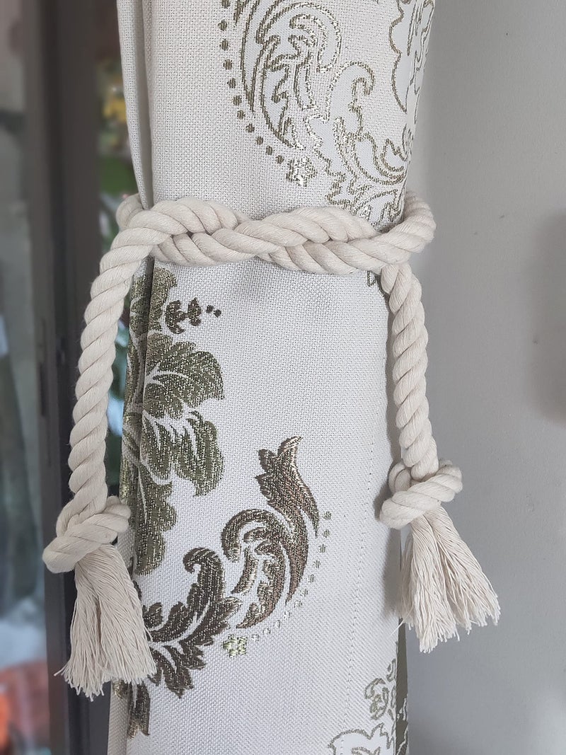 Yteseery 4 Pack Rope Curtain Tiebacks, Natural Cotton Curtain Holdbacks, Outdoor Curtain Tiebacks for Patio Gazebo Pergola Cabana, Decorative Curtain Tie for Rustic Farmhouse Village Theme, Beige - Image 3